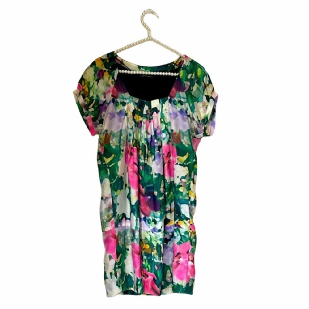 Zara Watercolor Silk‎ Tunic Dress S